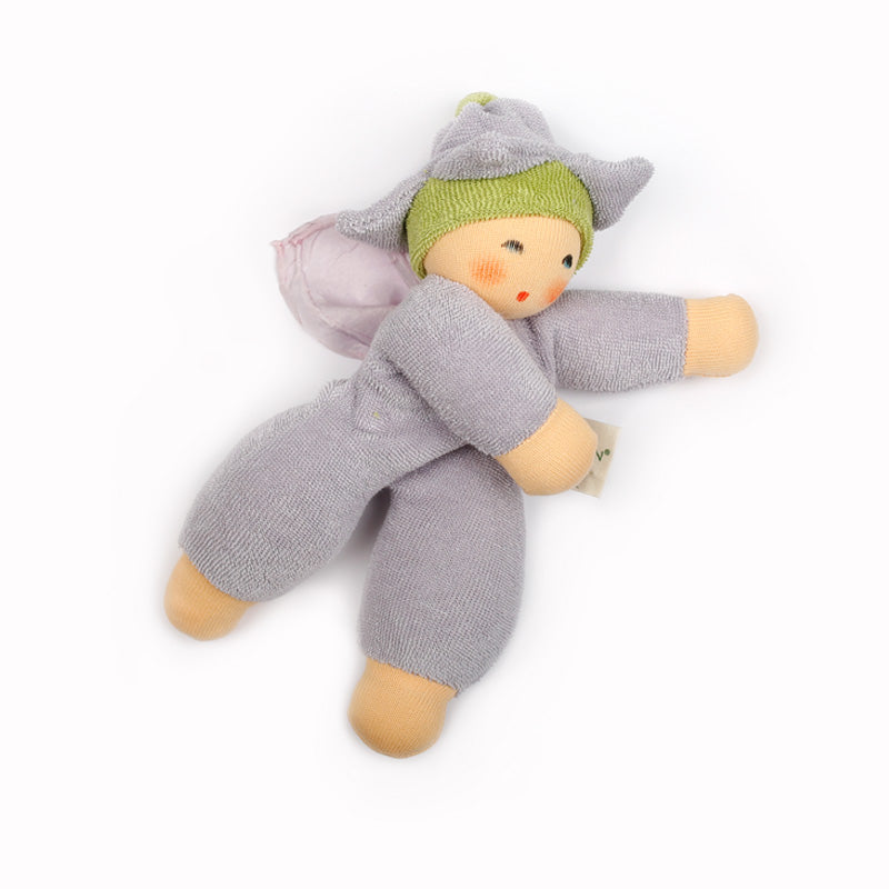 Nanchen Blumenfee flieder – Bio Baby Puppe mit Rassel