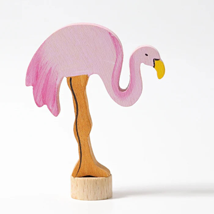 Grimms Steckfigur Flamingo – Handbemalte Holzdeko für Geburtstagstisch