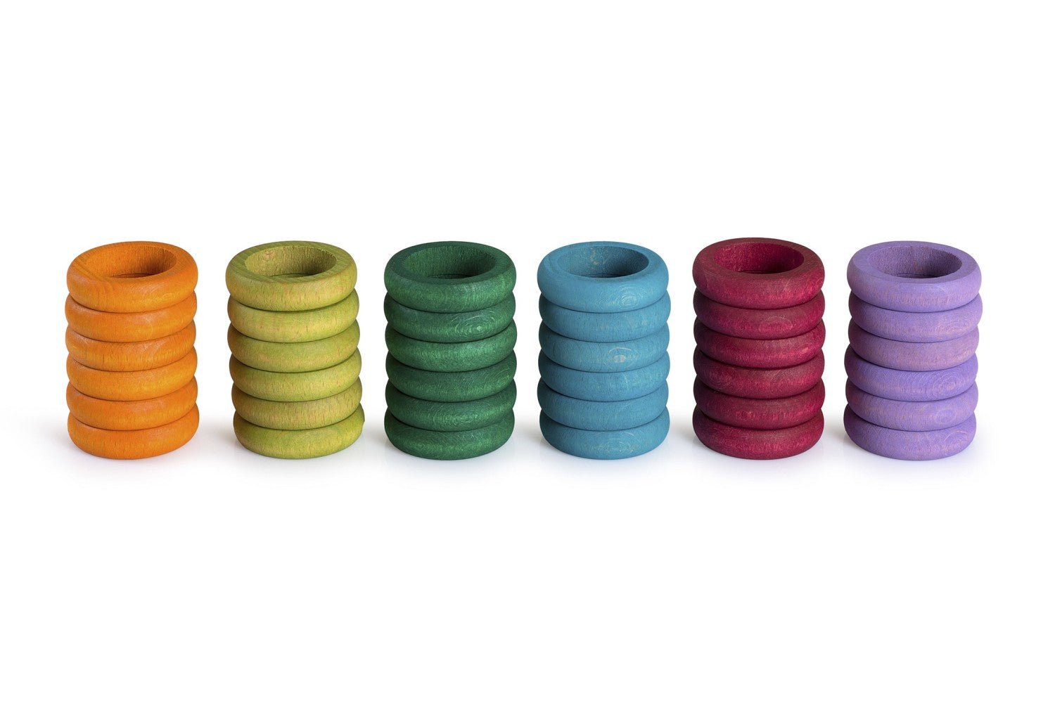 Grapat 36 Ringe in 6 Komplementärfarben – Buntes Holzspielzeug