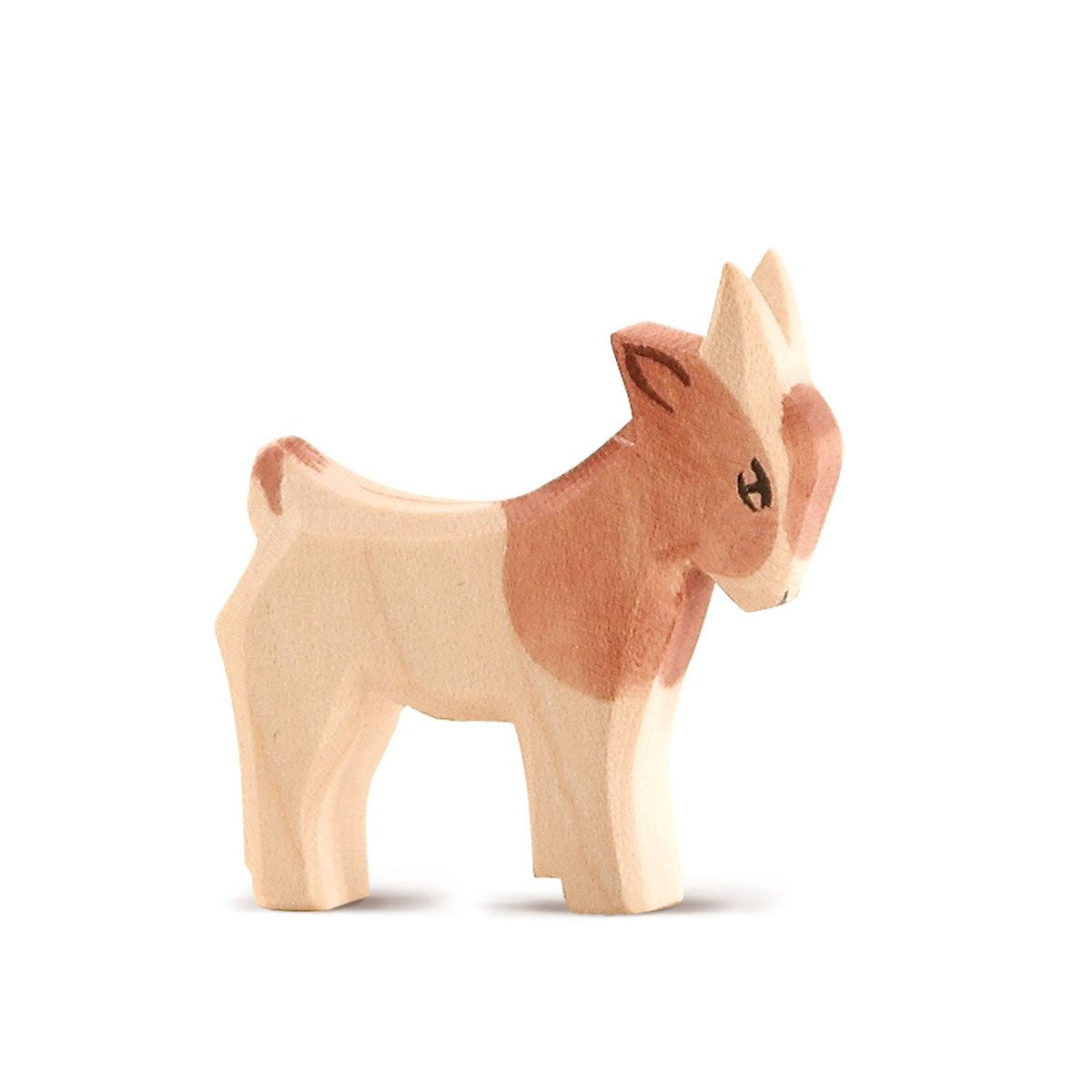 Ostheimer Zicklein stehend – handgefertigte Holzfigur Bauernhofspielzeug