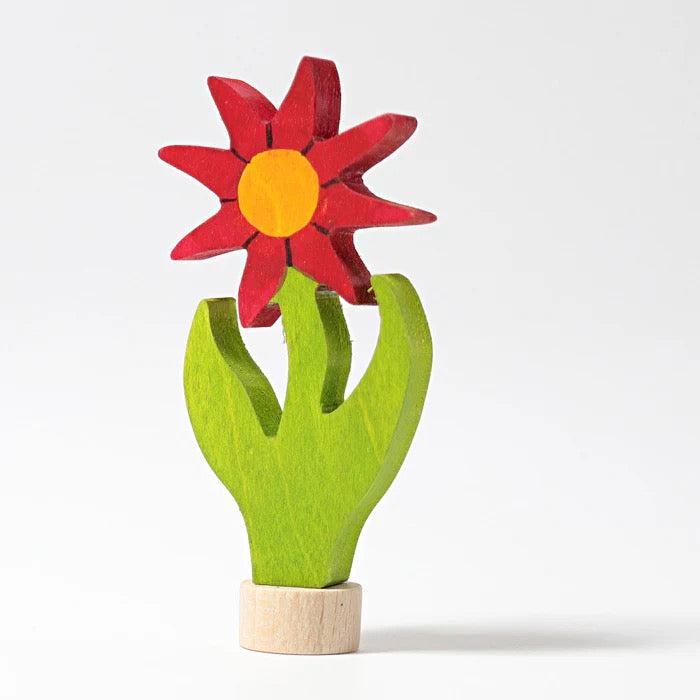 Grimms Steckfigur Aster – handbemalte Holzblume für Dekoration
