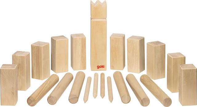 Goki Kubb Spiel XL – Wikingerspiel aus Birkenholz für Kinder & Familie