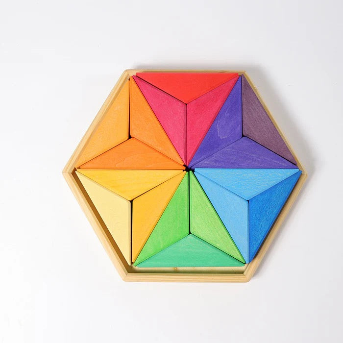 Grimms Großer Komplementär Stern – Buntes Holz-Legespiel
