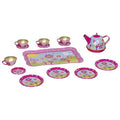 Buntes Goki Teeservice aus Blech mit Blumenmuster, nachhaltig, kindgerecht, giftfrei und sicher, säuglingstauglich, hohe.