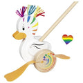 Nachhaltiges, kindgerechtes und säuglingstaugliches Schiebetier Ente Lou aus hochwertigem, giftfreiem Holz mit bunten.