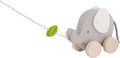goki Ziehtier Elefant mit Blatt – Holz Nachziehtier für Laufanfänger