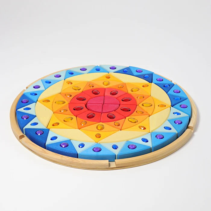 Grimms Glitzermandala Sonne – 76 Teile Holzbausteine funkelnd