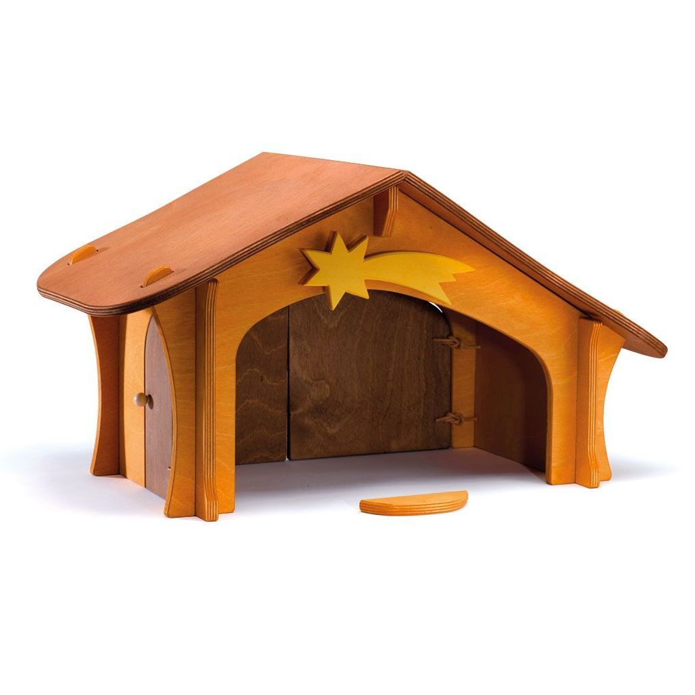 Ostheimer Krippenstall mit Stern – Handarbeit & Naturholz-Ostheimer-Zwergenladen
