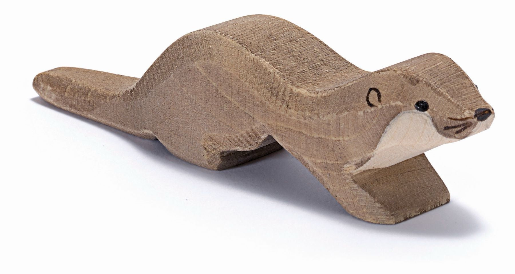 Ostheimer Seeotter laufend – Handgefertigte Holzfigur aus Ahornholz