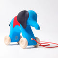 Grimms Elefant Otto – Blauer Nachziehelefant aus Lindenholz