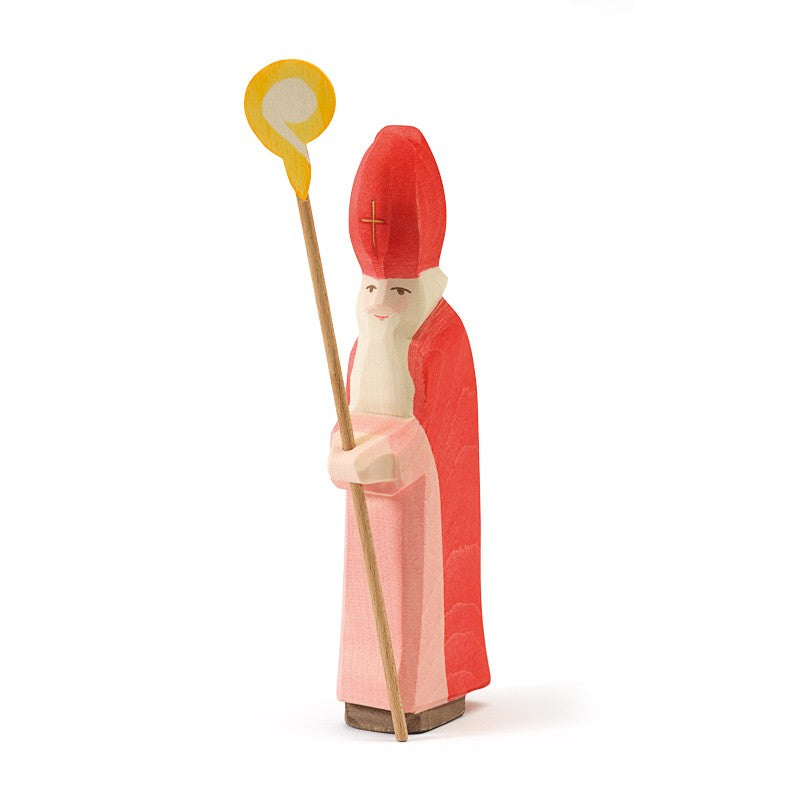 Ostheimer St. Nikolaus mit Stab – Handgefertigte Holzfigur-Ostheimer-Zwergenladen
