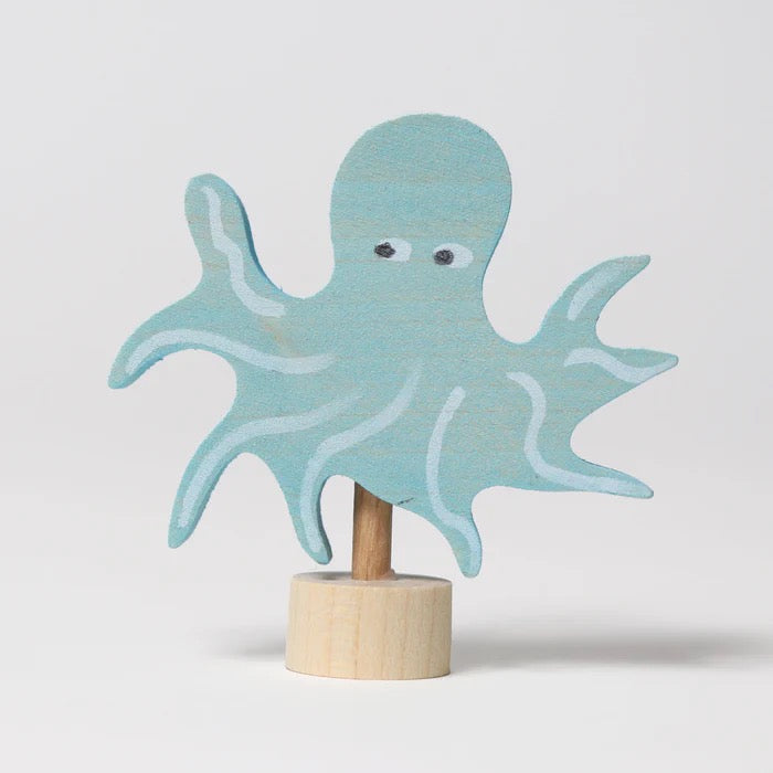 Grimms Steckfigur Tintenfisch – Handbemalt & Naturholz Deko