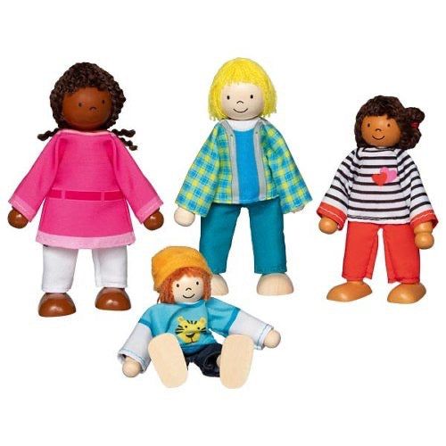 goki Biegepuppen Interkulturelle Familie – Holzspielzeug für Puppenhaus