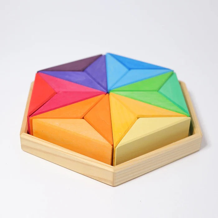 Grimms Großer Komplementär Stern – Buntes Holz-Legespiel