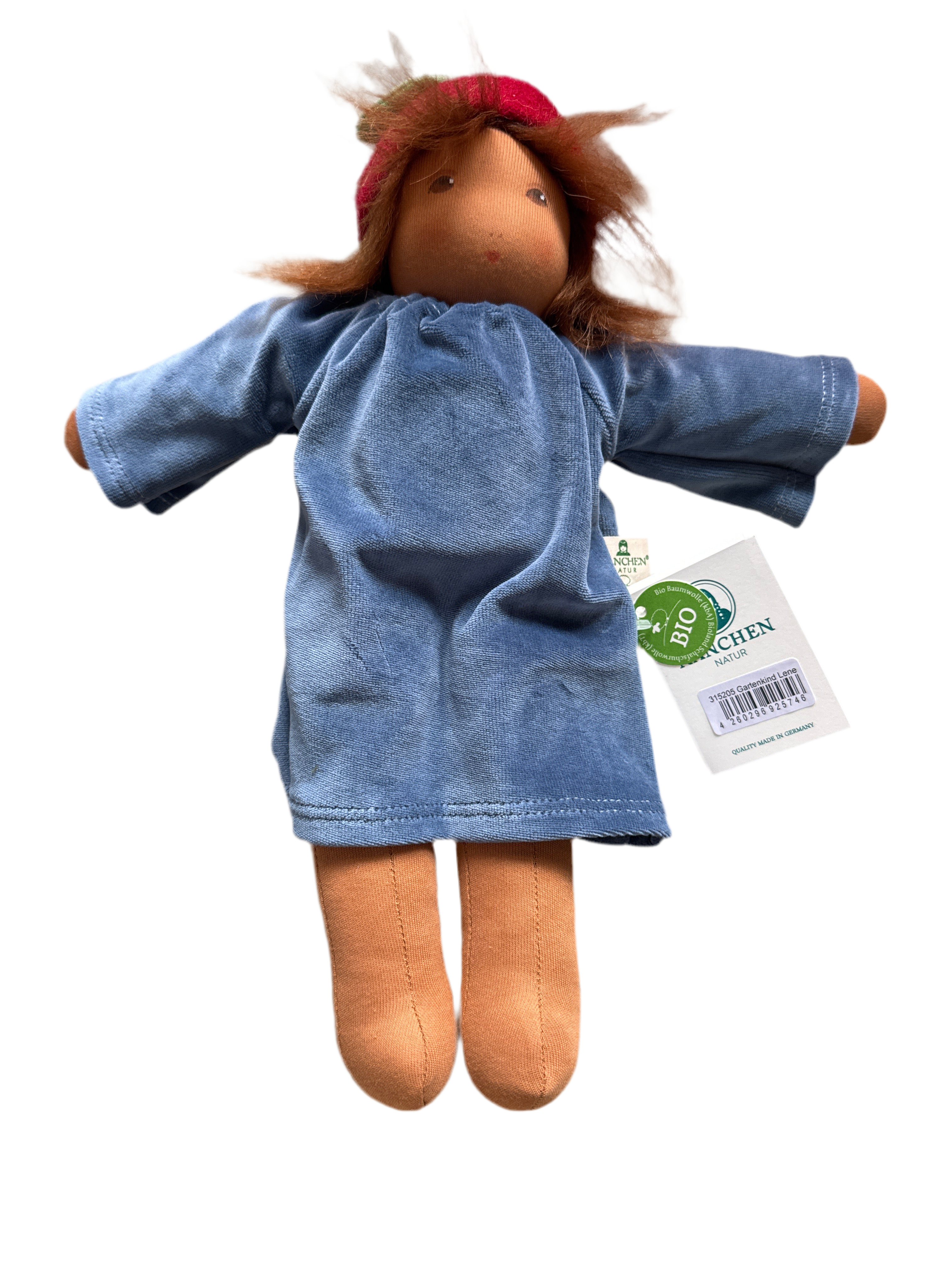 Nanchen Natur Gartenkind Lene – Bio-Baumwolle Anziehpuppe 35 cm