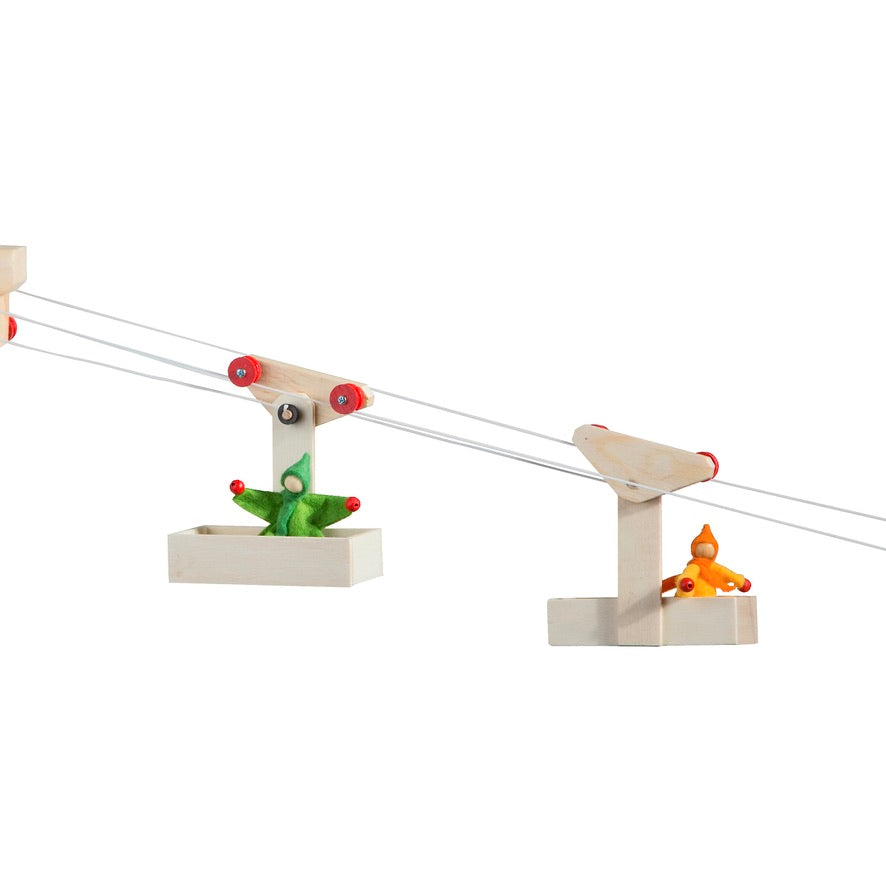 Mini-Seilbahn 2 Wagen mit Station & 2 x 5 m Seil – Kraul Bausatz