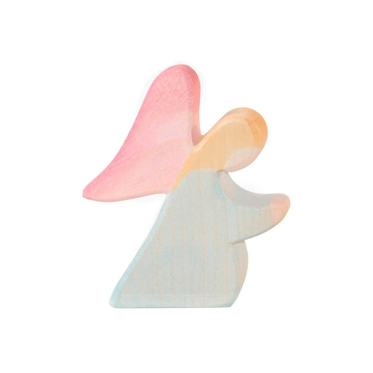 Ostheimer Engel kniend blau – Handgeschnitzte Holzfigur 9 cm