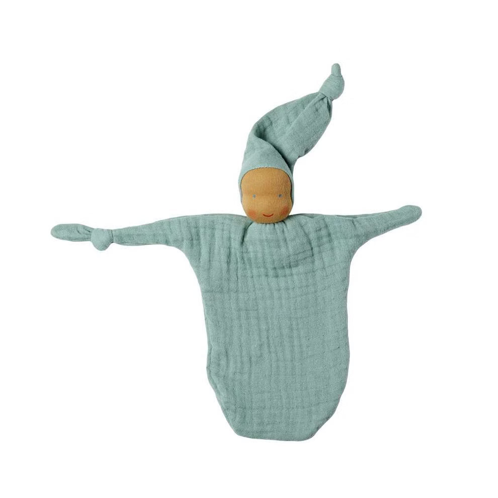 Kleiner Waldorfwichtel aus naturfarbenem, nachhaltig produziertem Baumwollstoff, kindgerecht, säuglingstauglich, giftfrei.