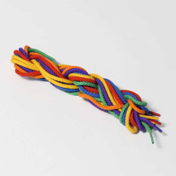 Grimms Regenbogen Schnüre – 6 bunte Baumwoll-Fädelspiele