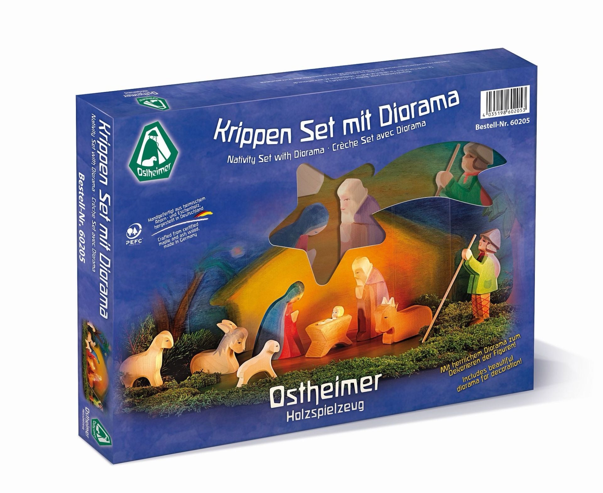 Ostheimer Krippe Diorama – 11-teiliges Krippen-Set aus Holz-Ostheimer-Zwergenladen