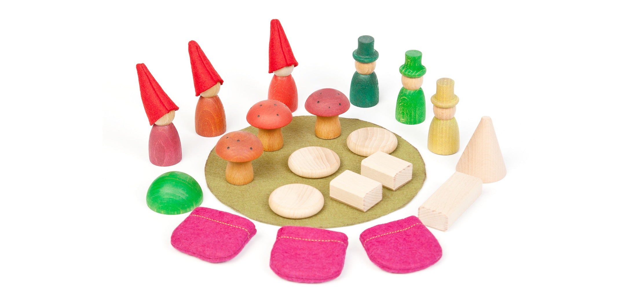 Grapat Zwerge - Nins of the Forest – Holzfiguren Set für kreatives Spiel