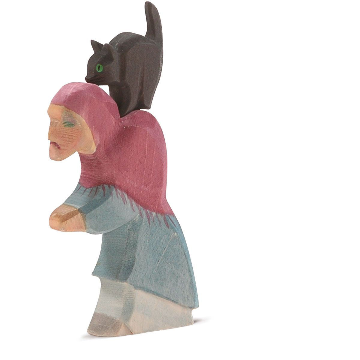 Ostheimer Hexe mit Katze 2-tlg. – Handgefertigte Holzfigur-Ostheimer-Zwergenladen
