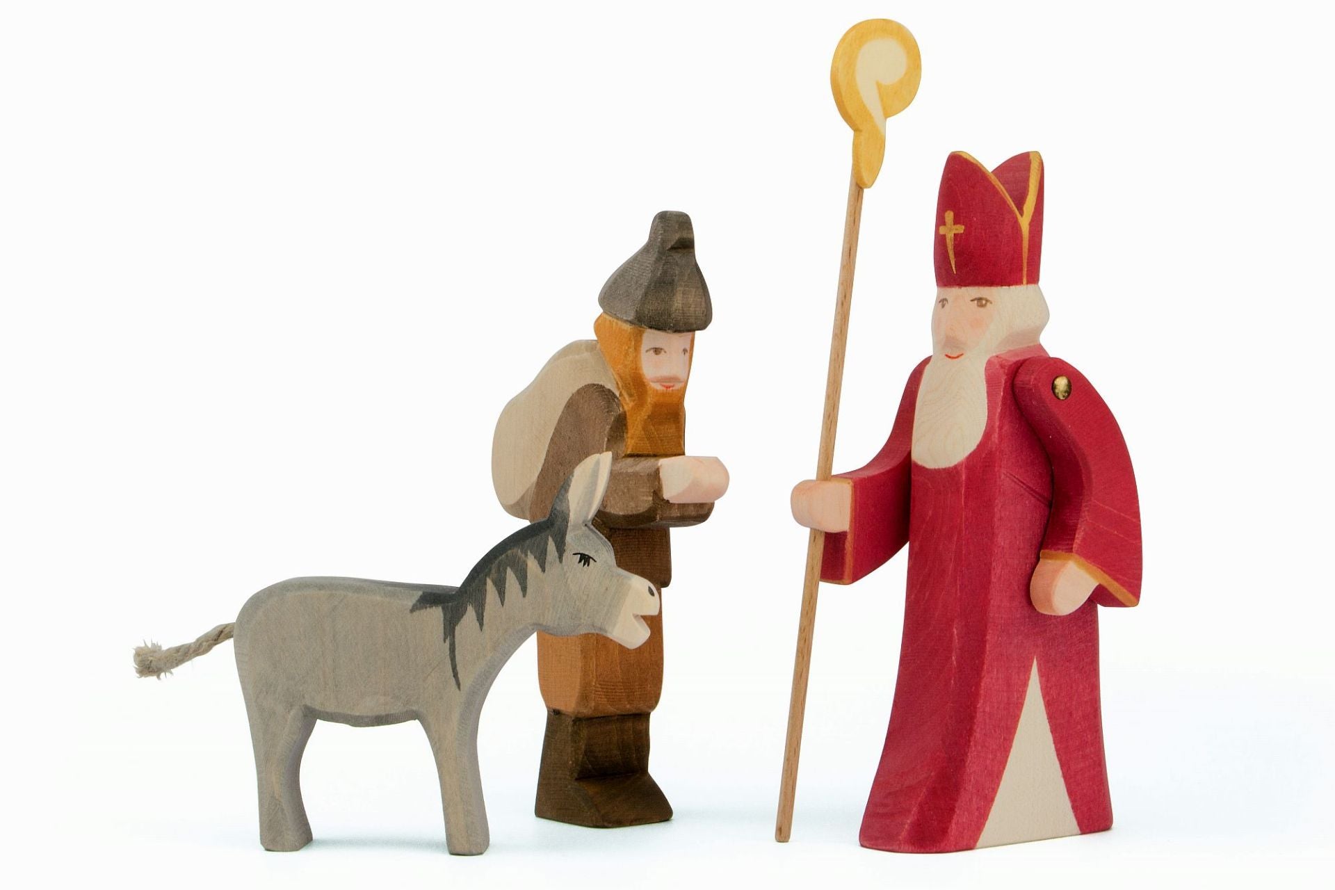 Ostheimer St. Nikolaus II – Handgefertigte Holzfigur mit Stab-Ostheimer-Zwergenladen