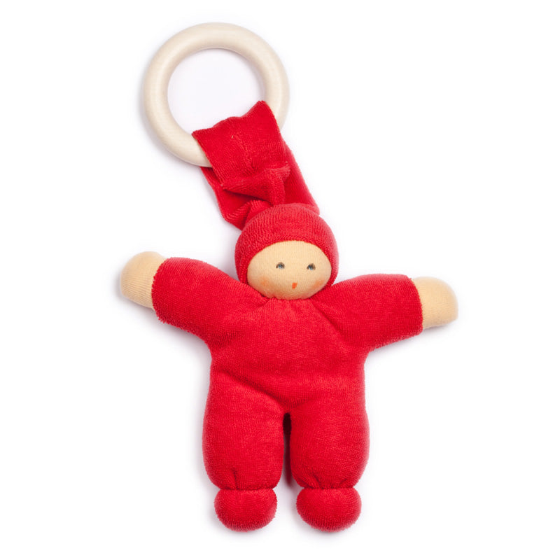 Nanchen Pimpel mit Ring kirschrot – Bio-Baumwolle Baby Schmusepuppe