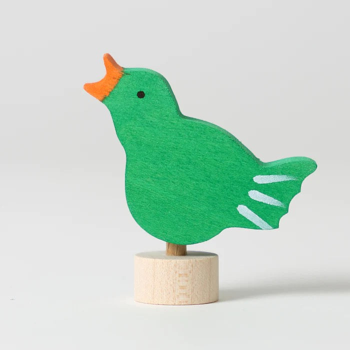 Grimms Steckfigur Singender Vogel – Handbemalt & Aus Lindenholz