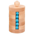 Nachhaltiger Goki Kugelturm aus hellem Holz mit blauen Kugeln, kindgerecht, säuglingstauglich, giftfrei und sicher in.