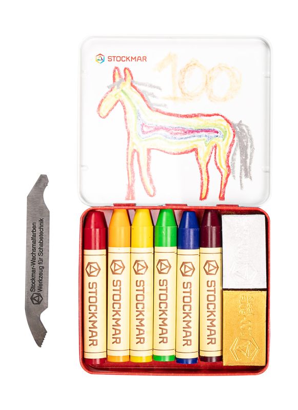 Stockmar 100 Regenbogen Edition 6 Wachsstiften und 2 Wachsblöckchen