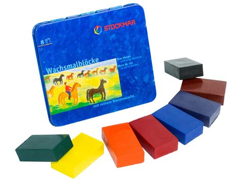 WB Stockmar Wachsmalblöcke Sortiment Blechetui 8 Farben mit schwarz