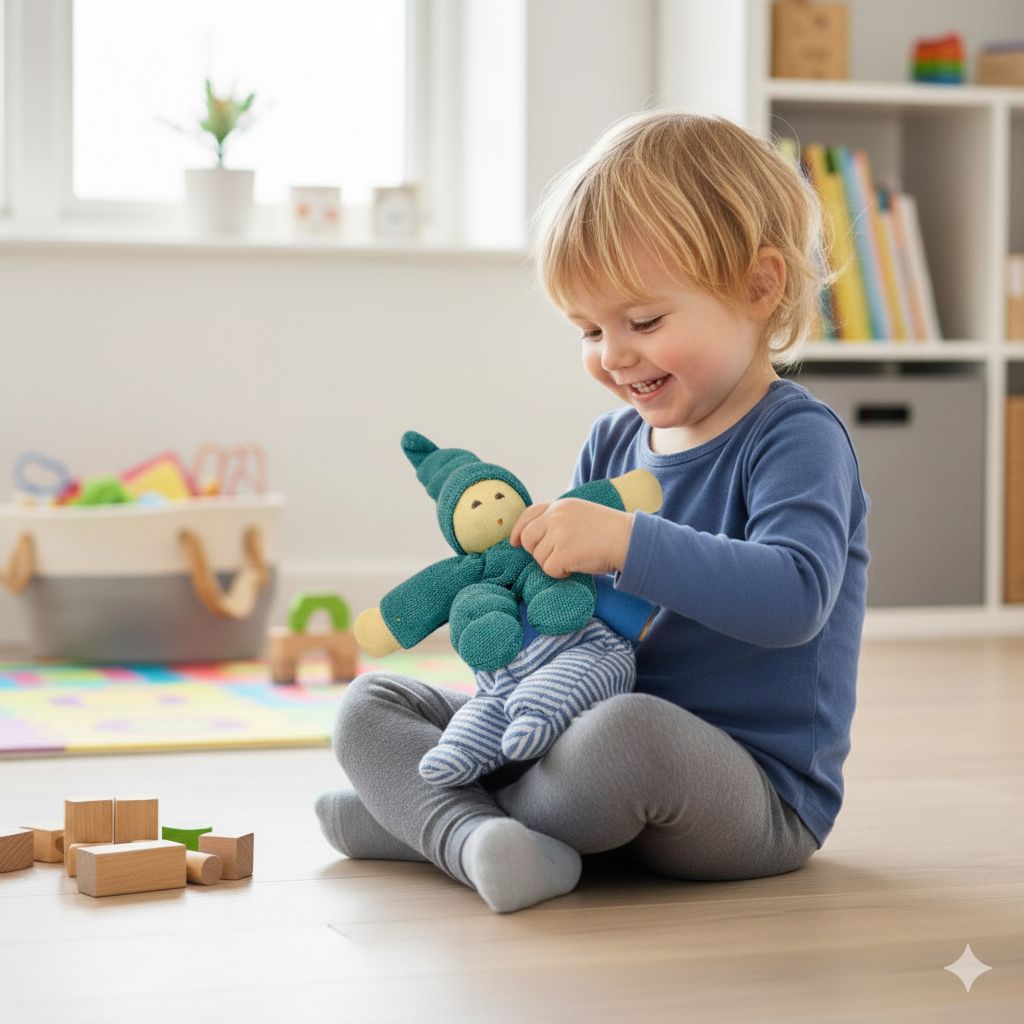 Nanchen Puppe Pimpel grün – Bio Waldorf Puppe kaufen