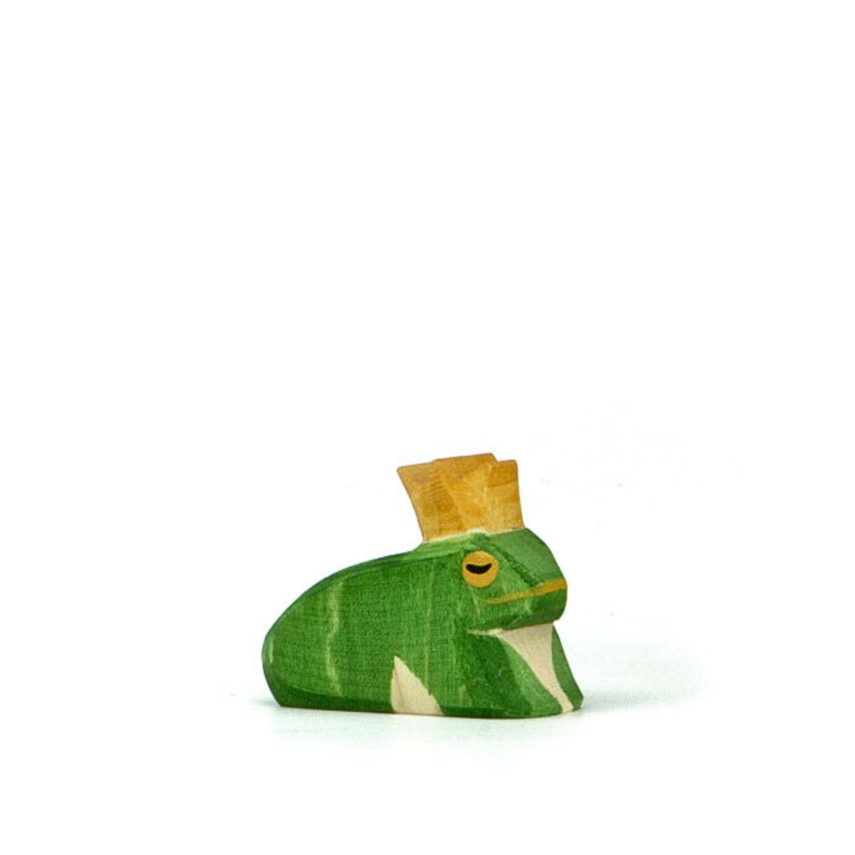 Nachhaltige, kindgerechte und giftfreie Ostheimer Holzfigur Froschkönig mit Krone, säuglingstauglich und qualitativ.